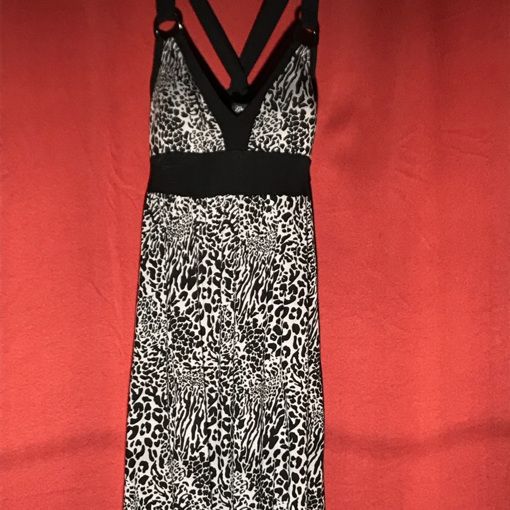 Gray and Black Leopard Print Dress.